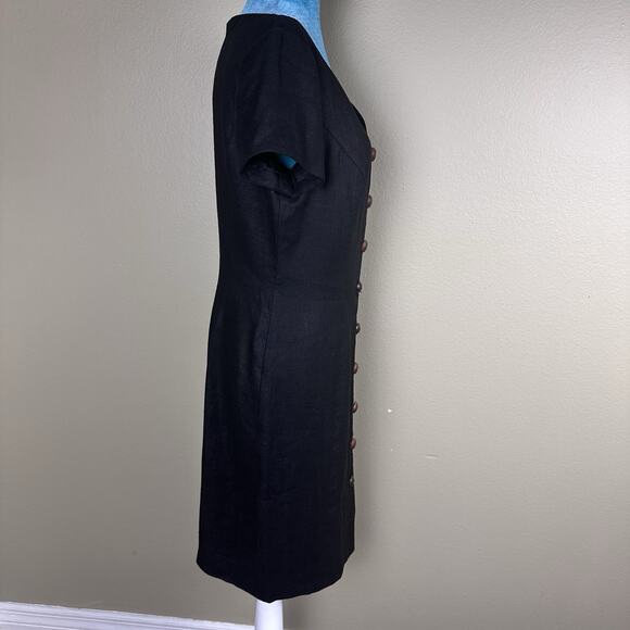 Marie St. Claire sheath dress Linen Women 8 Black, Buttons, Career wear class - Picture 4 of 14